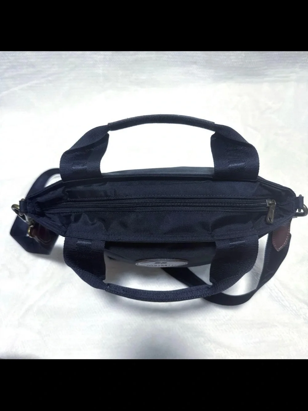 Mulberry Black Nylon Messenger with Brown Leather Patch